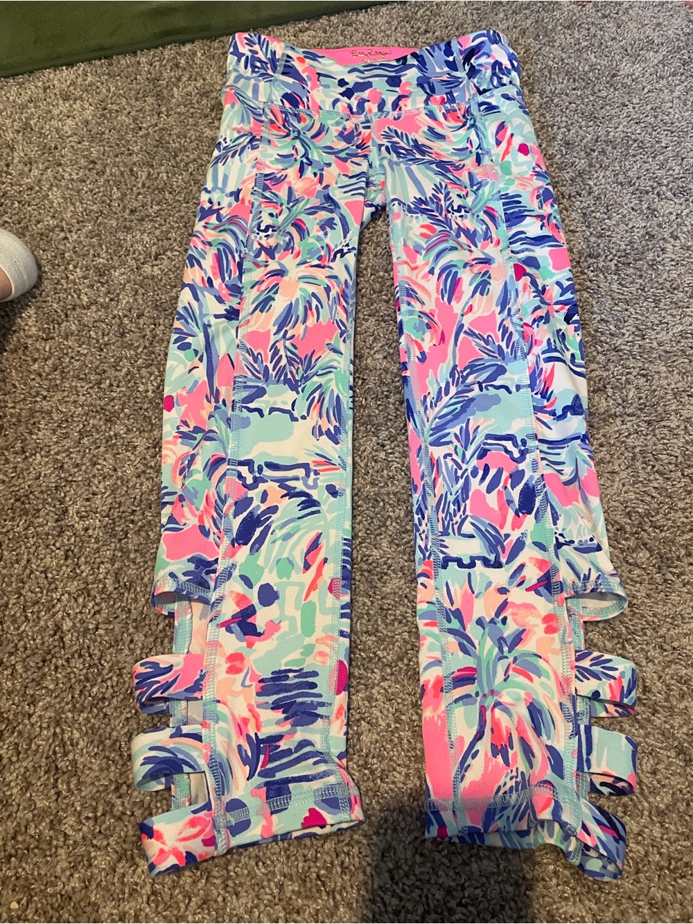 Lilly Pulitzer Mint Multi Palm-Print Luxletic Leggings XXS